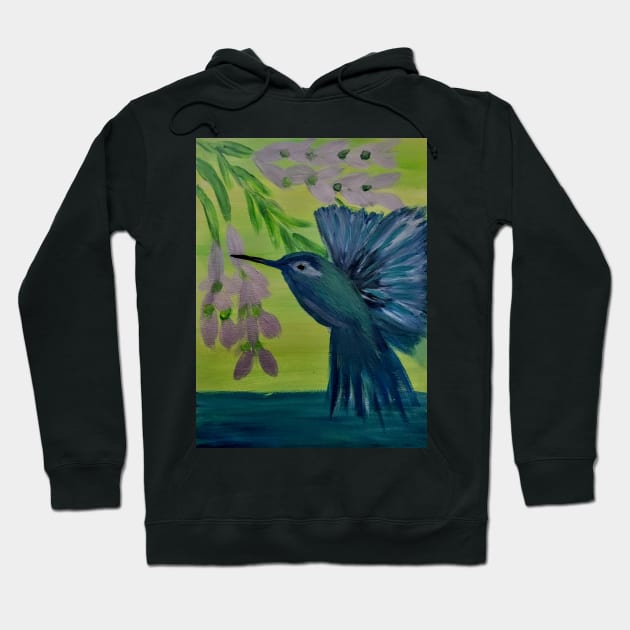 hummingbirds feeding on some nectar on a 12x16inc stretch canvas. Hoodie by kkartwork